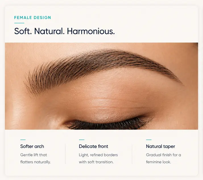 Female eyebrow restoration example — Pure Line Clinic