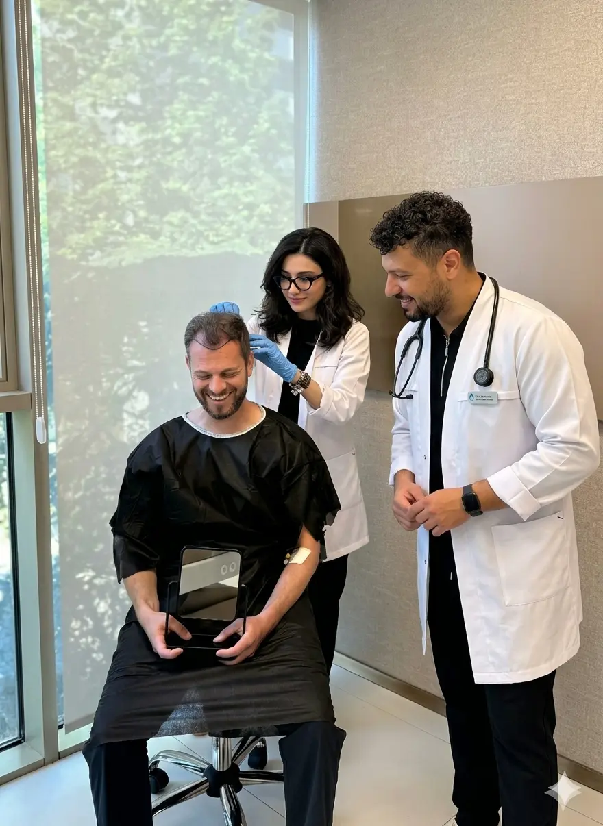Dr. Mesut Demir in consultation with a patient at Pure Line Clinic, Istanbul
